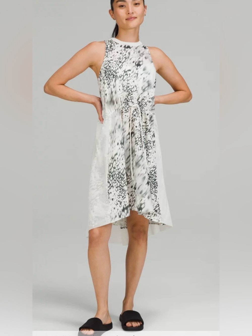 Lululemon Mesh Overlay High Neck Floral Sleeveless Pocket Midi Dress